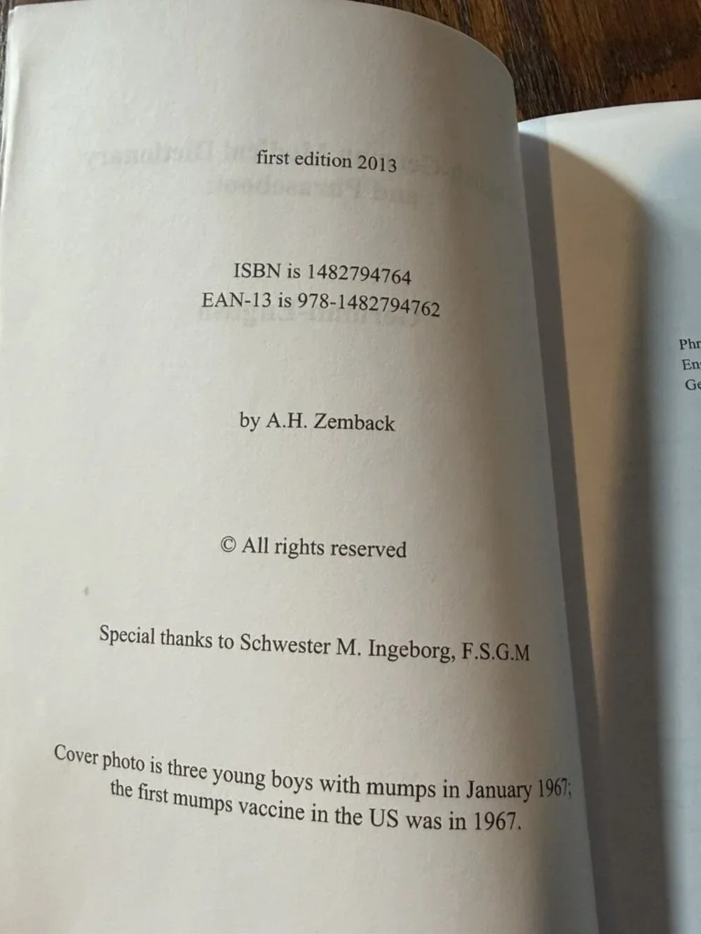English-German Medical Dictionary and Phrasebook by A.H. Zemback (English) Paper - Picture 3 of 4